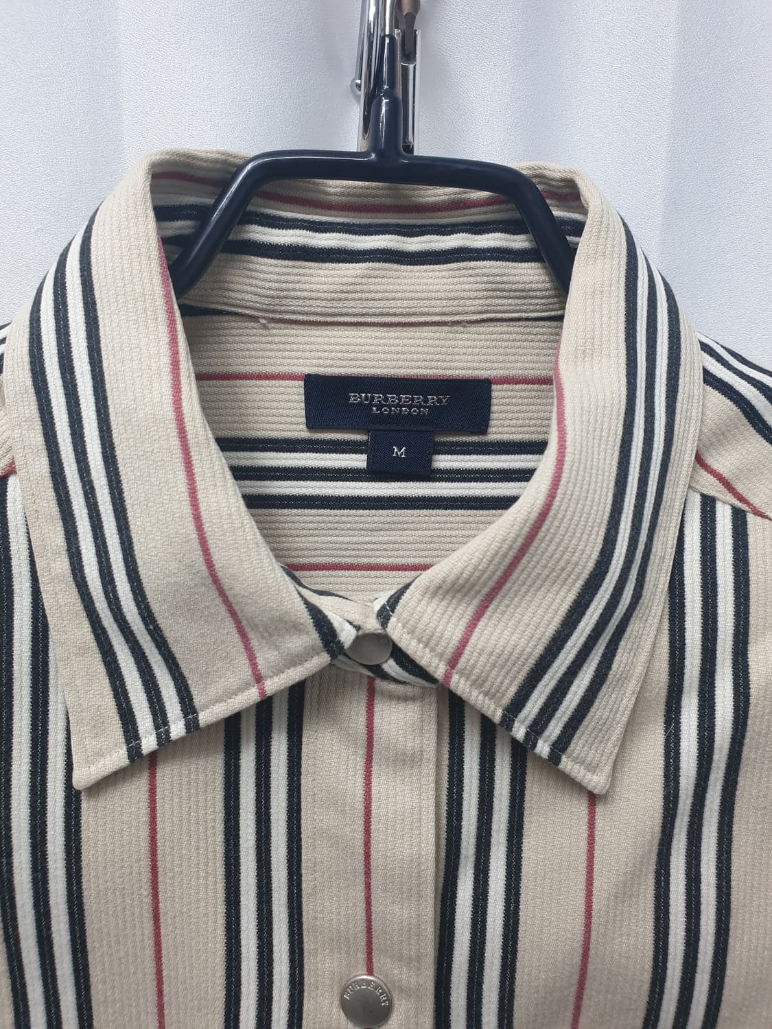 버버리 똑딱이 스트라이프 셔츠자켓 M 상품이미지3