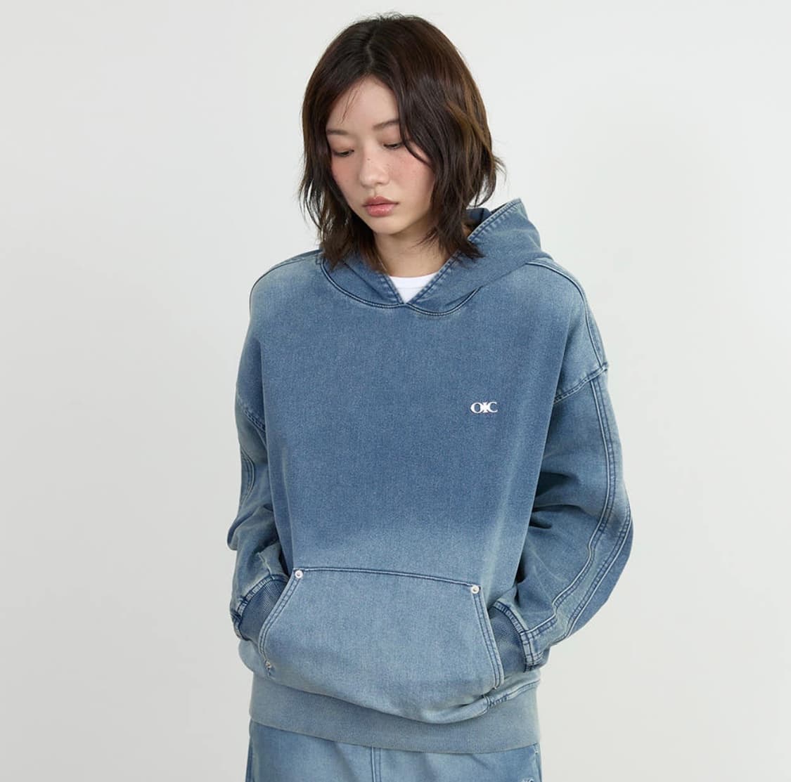 새상품 오아이오아이 헤리티지 데님 후드 상품이미지1