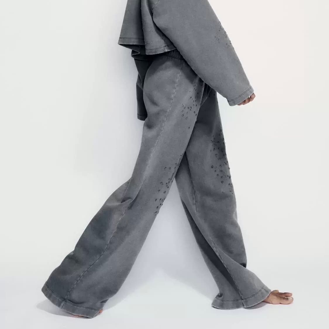 zara 자라 디스트로이드 워시드 플러시 팬츠 그레이 상품이미지2