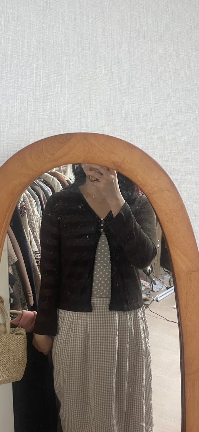 모리걸 빈티지 핀터레스트 도트나시 가디건 set 🤎🤍 상품이미지5