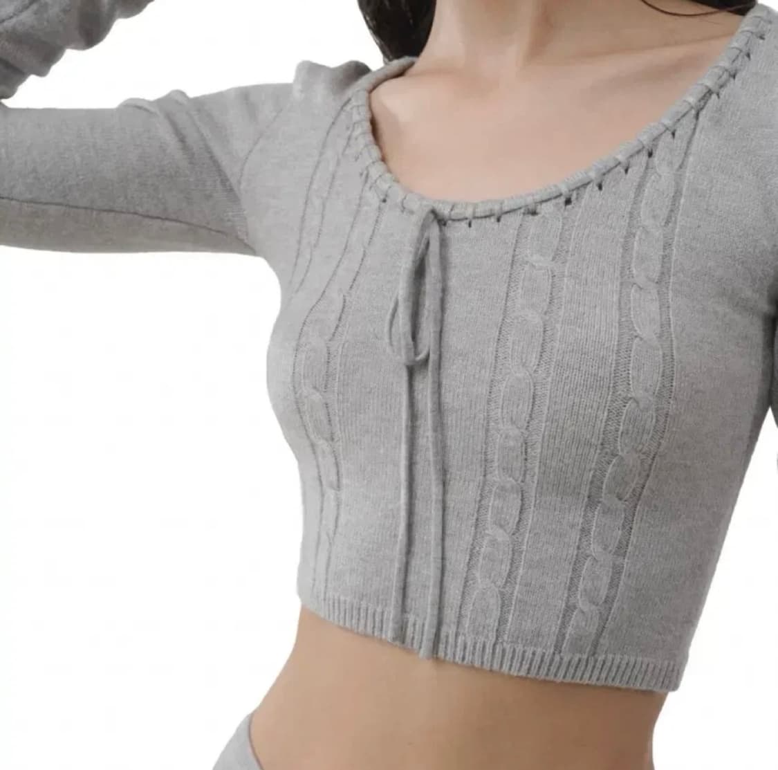 클리시어 회색 크롭니트 상품이미지2