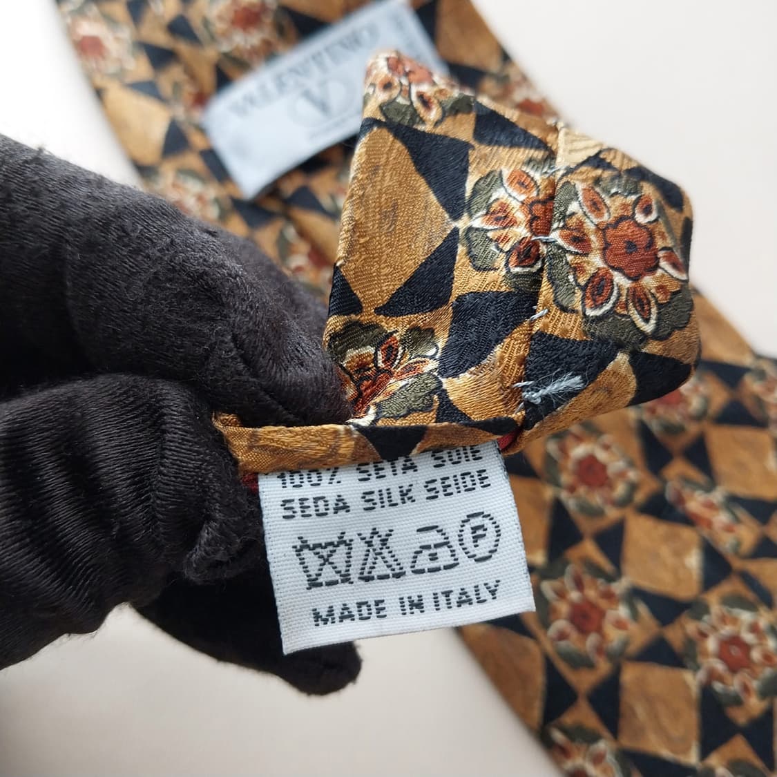 발렌티노 브라운 플라워 패턴 넥타이 9.5cm S~A+등급 K2518 상품이미지10