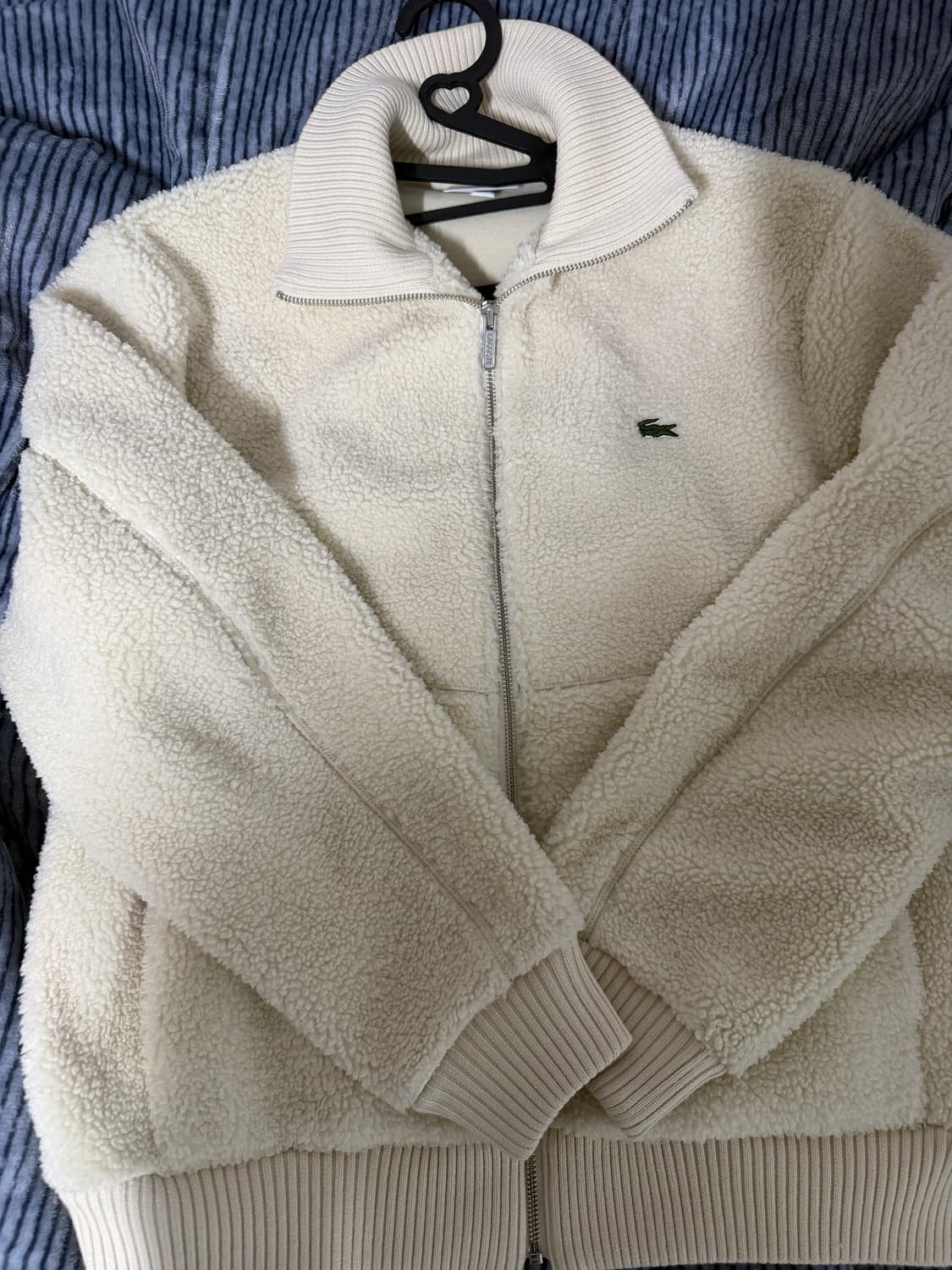 라코스테  와이드 립 카라 플리스 자켓 화이트 상품이미지3