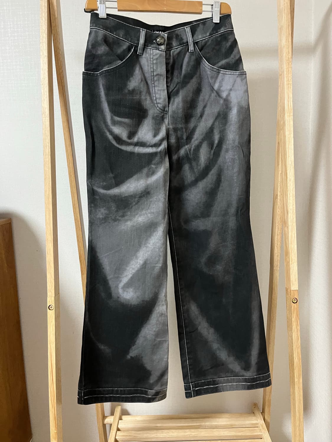 샤넬 블랙 워싱 와이드 데님 팬츠 36 정품 상품이미지1