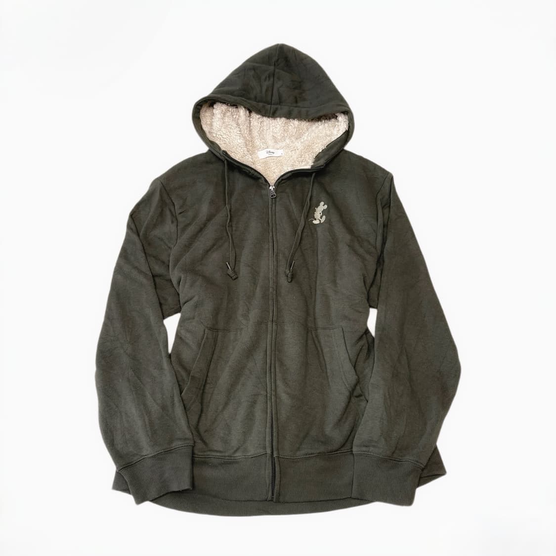 디즈니 핀터깔 미키 카키 색상 털 폭닥폭닥 후드집업 상품이미지1