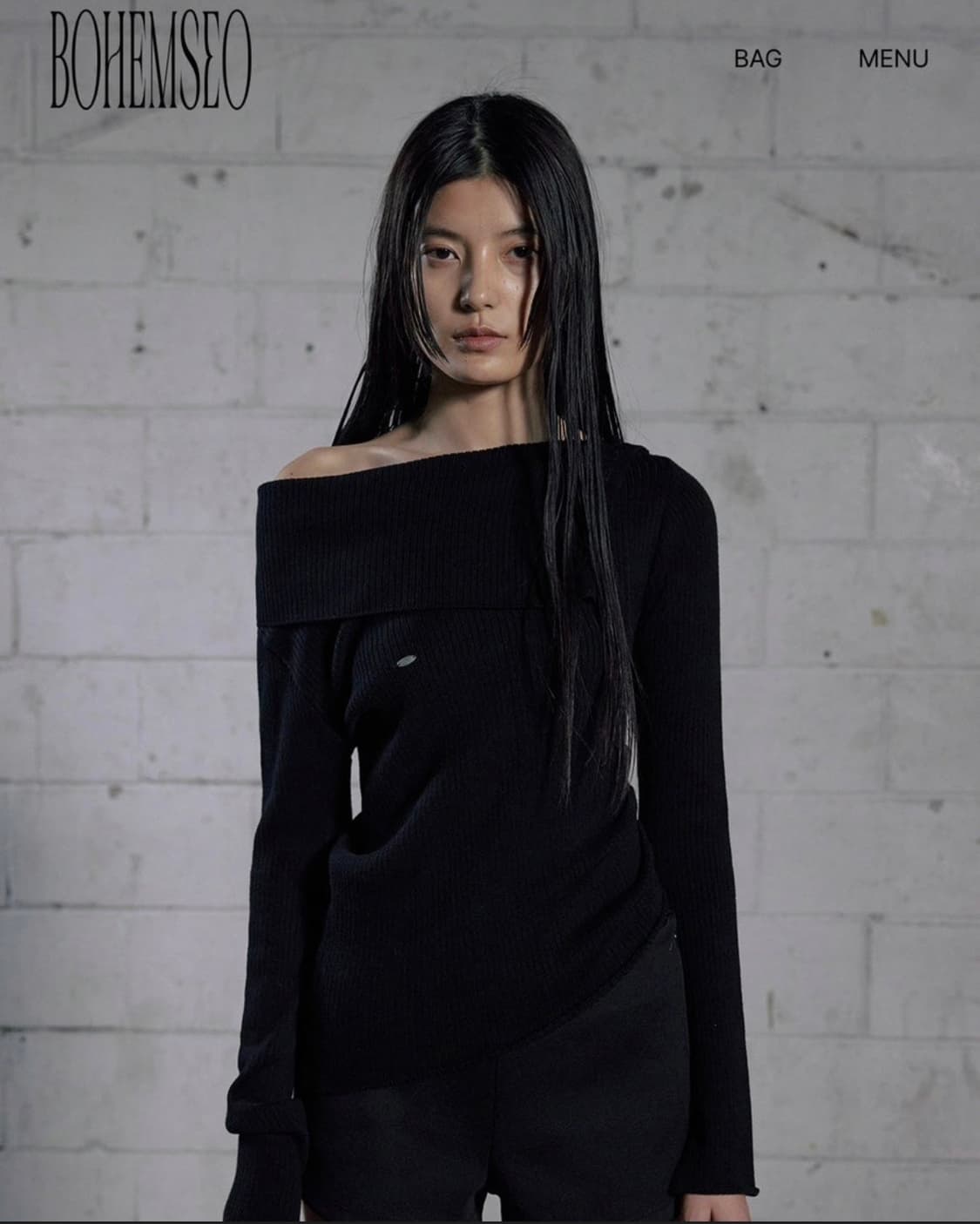 [새상품] 보헤미안서울 OPEN COLLAR UNBALANCED KNIT 상품이미지1