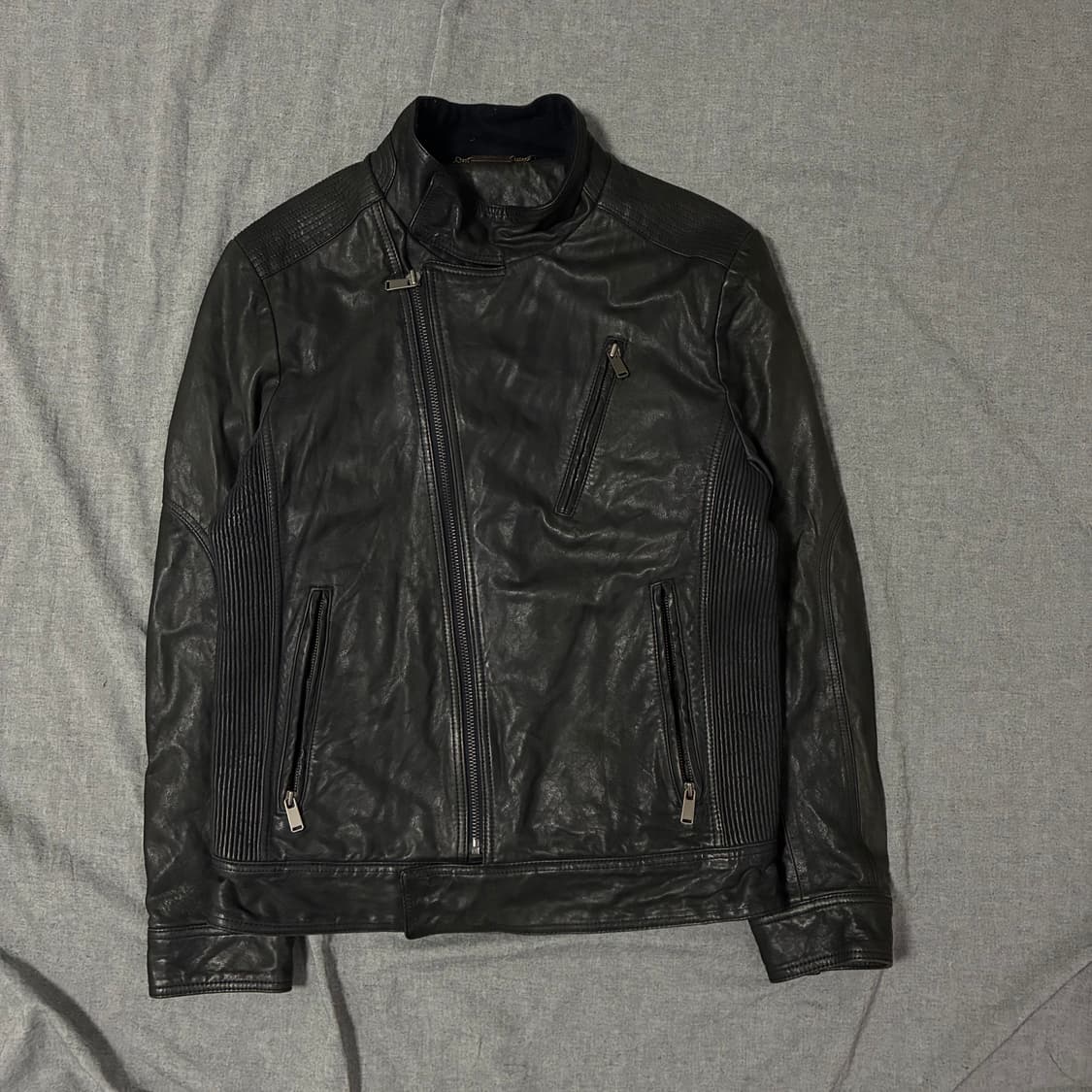 opium 사선 양가죽 자켓 블랙 상품이미지7