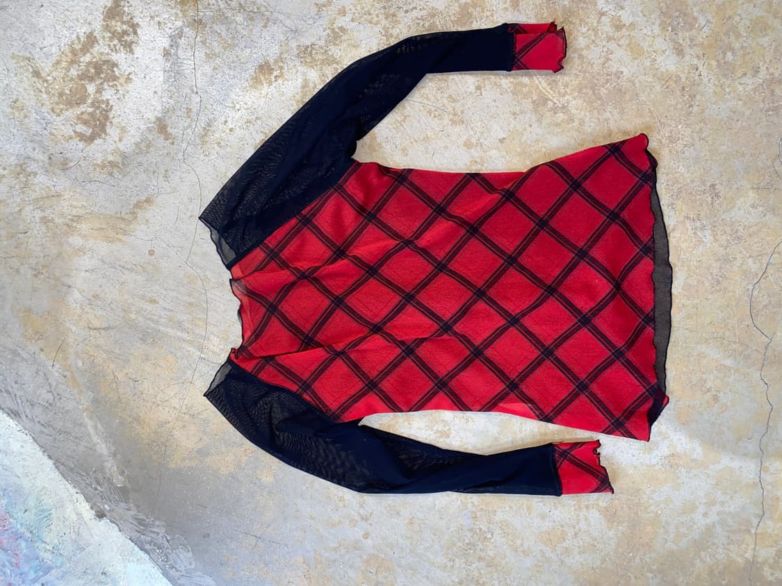 Vintage 체크 레이어드 지퍼 탑 상품이미지4