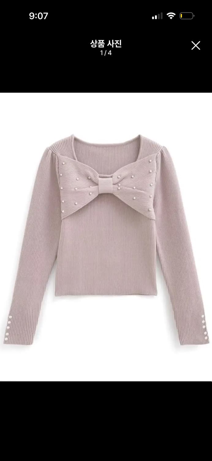 Grl 그레일 펄 진주 리본 니트 dr788 블랙 지뢰계 스나계 에블린 상품이미지1