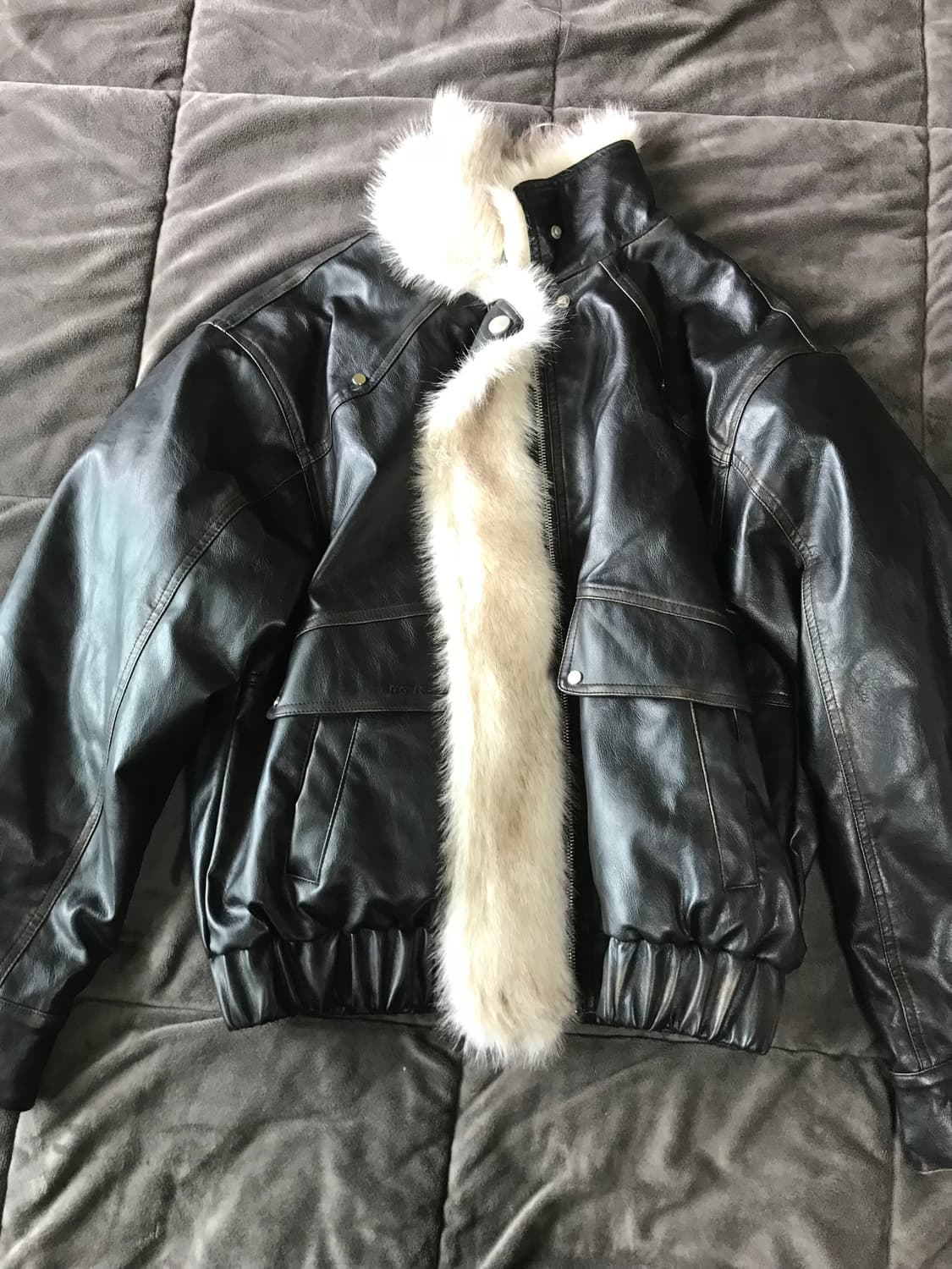 러프넥 레더 무스탕 자켓 상품이미지1