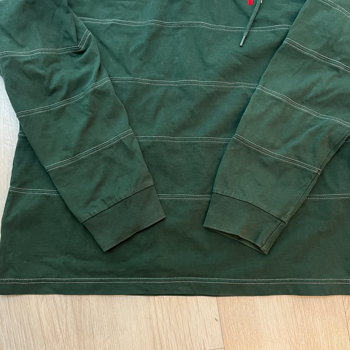 스투시 그린 스트라이프 후드 헨리넥 티셔츠 L사이즈 상품이미지5