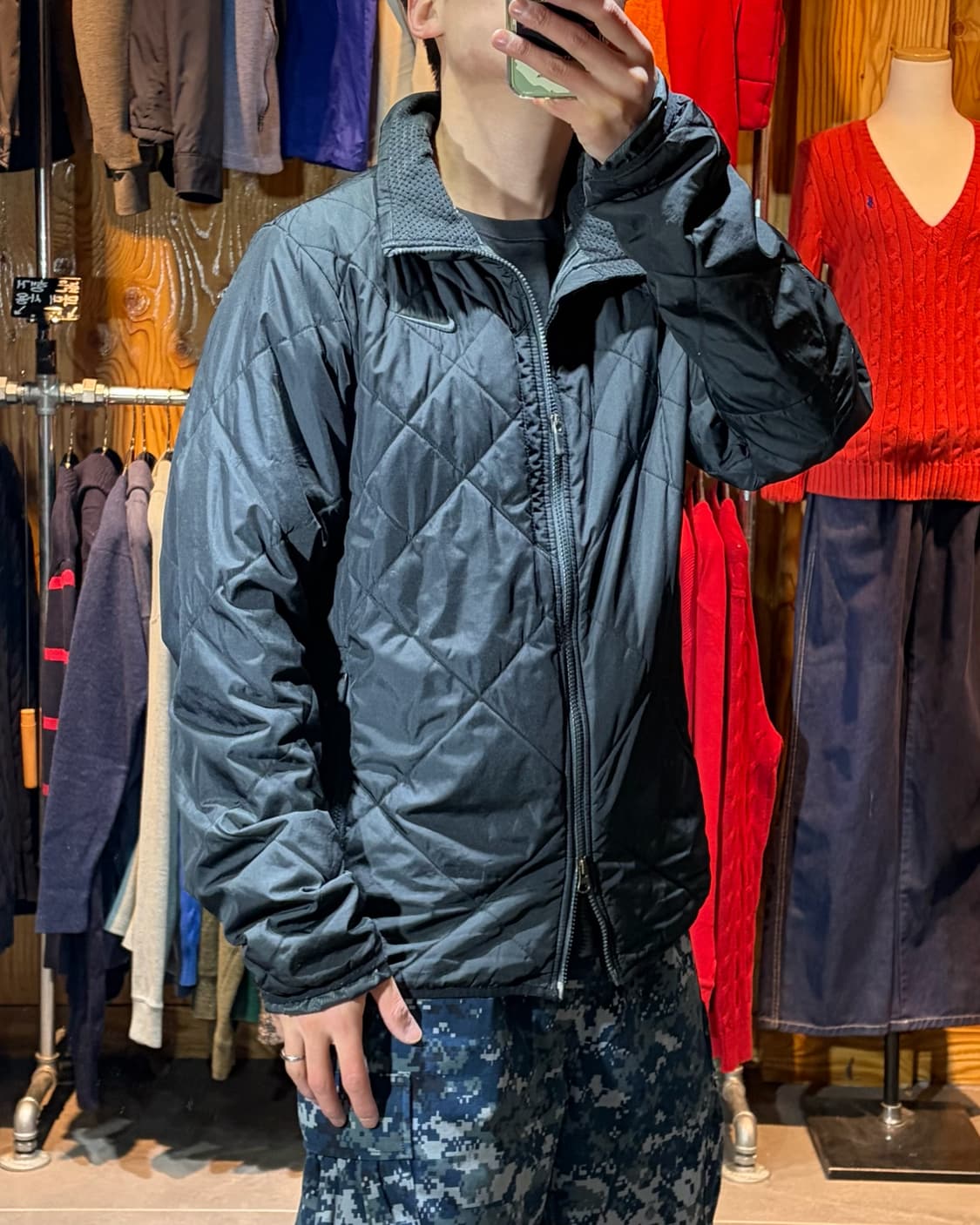 M 나이키 스우시 퀼팅 플리스 블랙 자켓 상품이미지1