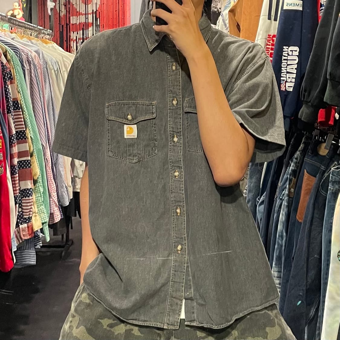 [IM] carhartt 칼하트 흑청 데님 반팔셔츠 상품이미지6