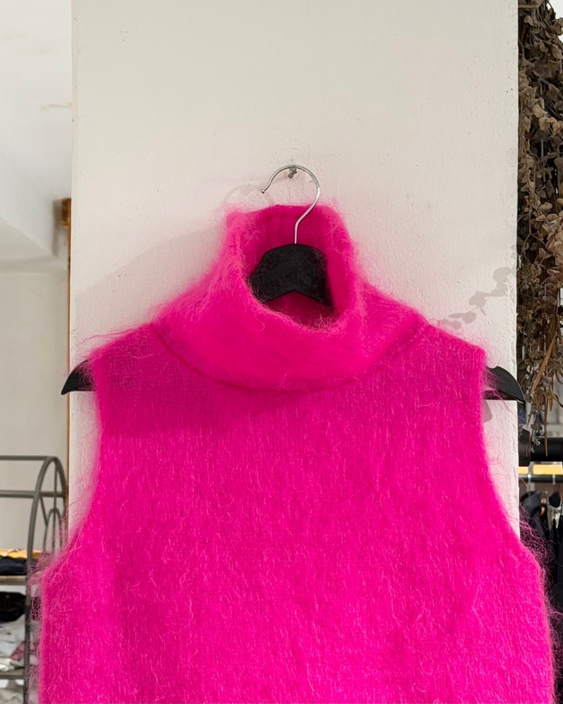 msgm 핑크 모헤어 울 블랜드 슬리브리스 터틀넥 탑 상품이미지4