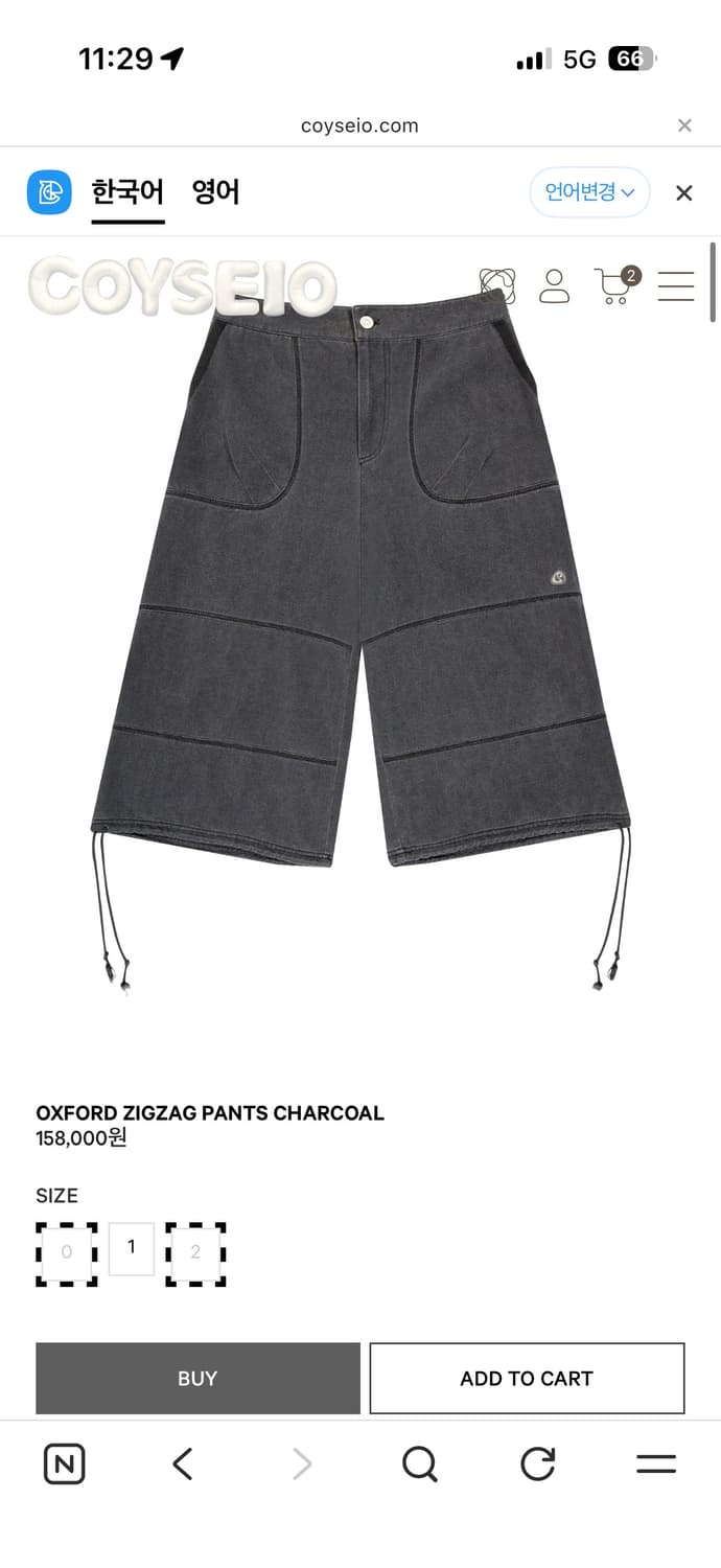 코이세이오 옥스포드 지그재그 팬츠 차콜 상품이미지2