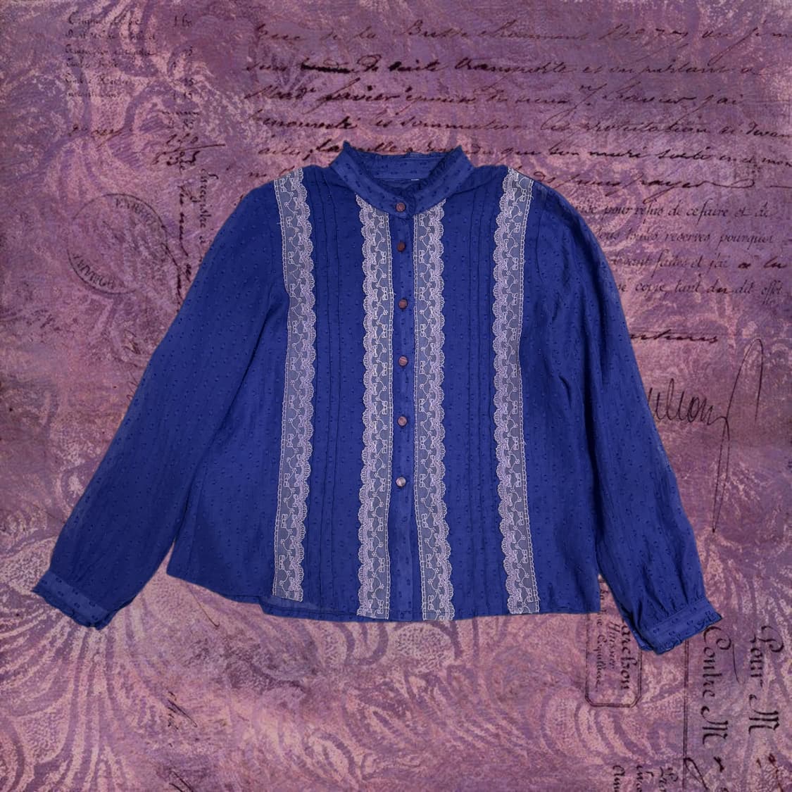 빈티지 레이스 블루퍼플 블라우스 상품이미지1