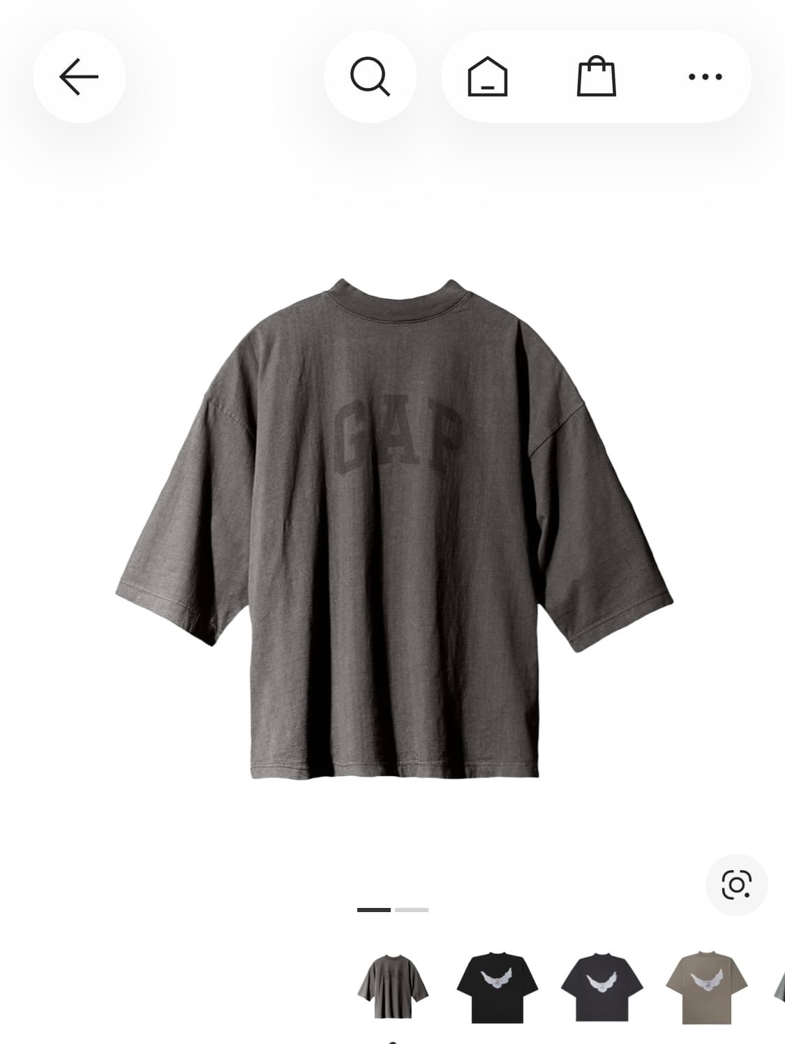 이지 갭 엔지니어드 바이 발렌시아가 도브 3/4 슬리브 티셔츠 그레이 상품이미지1