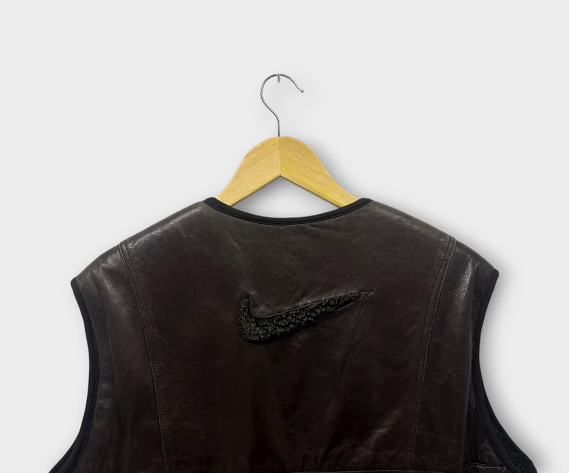 스우시 리버시블 빈티지 플리스 가죽 조끼 M 상품이미지4