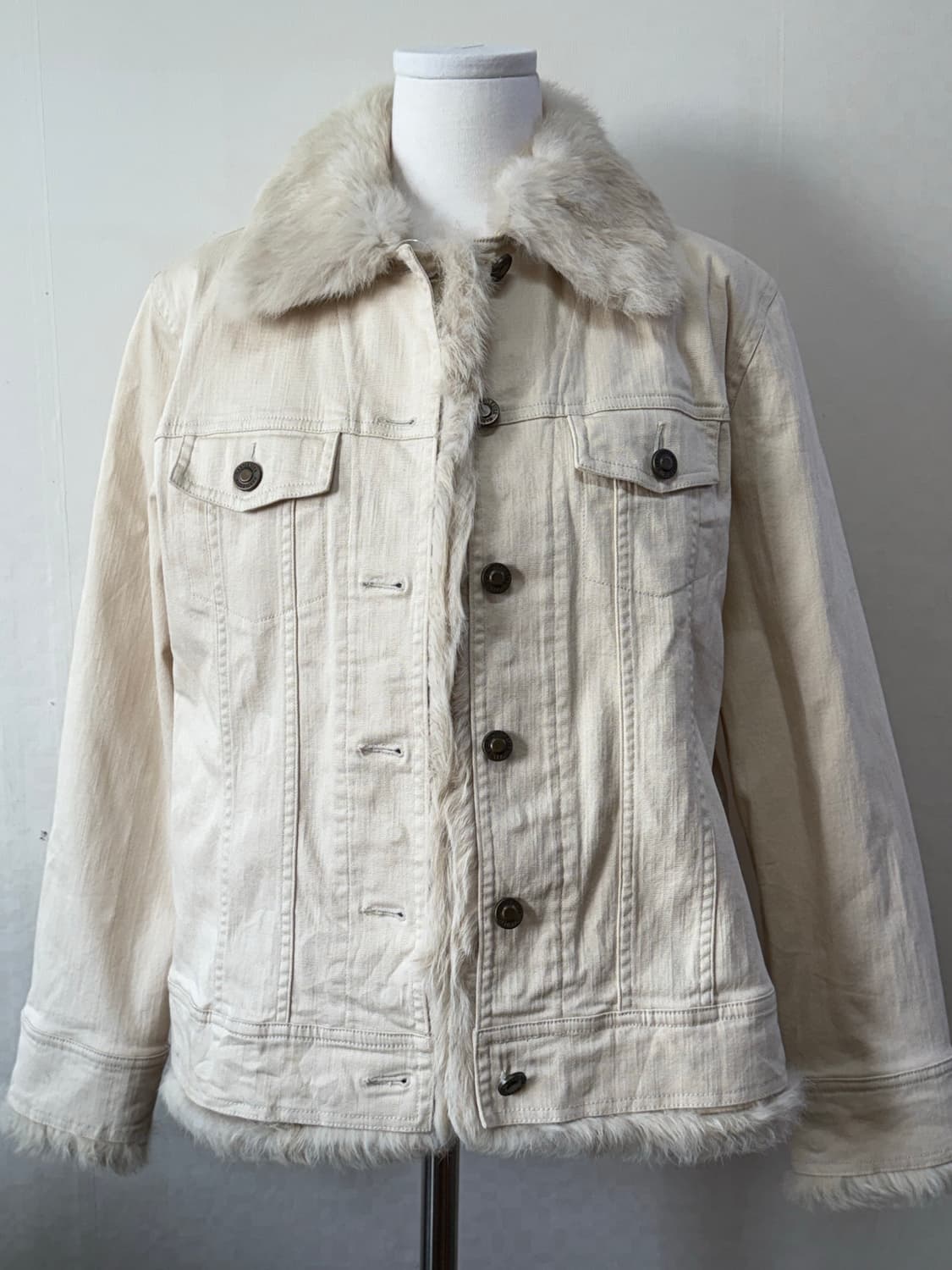 퍼 탈부착 화이트 코튼 자켓 상품이미지1