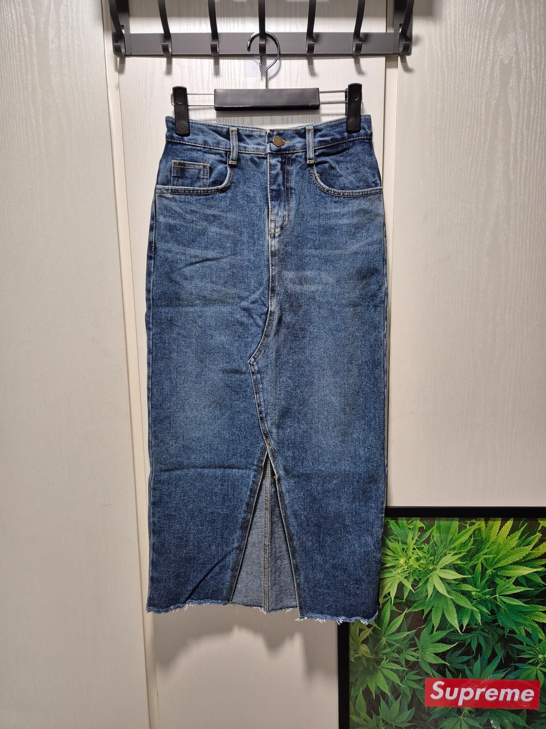 (새상품)vtg 중청 롱 데님 스커트 트임  스커트 상품이미지1