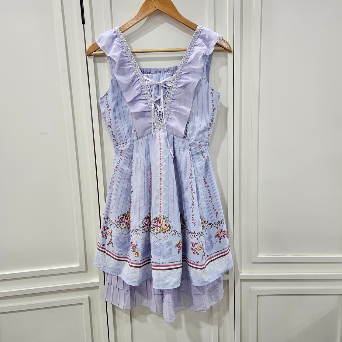 엑시즈팜 플라워 보더 코르셋 레이스업 원피스 상품이미지1