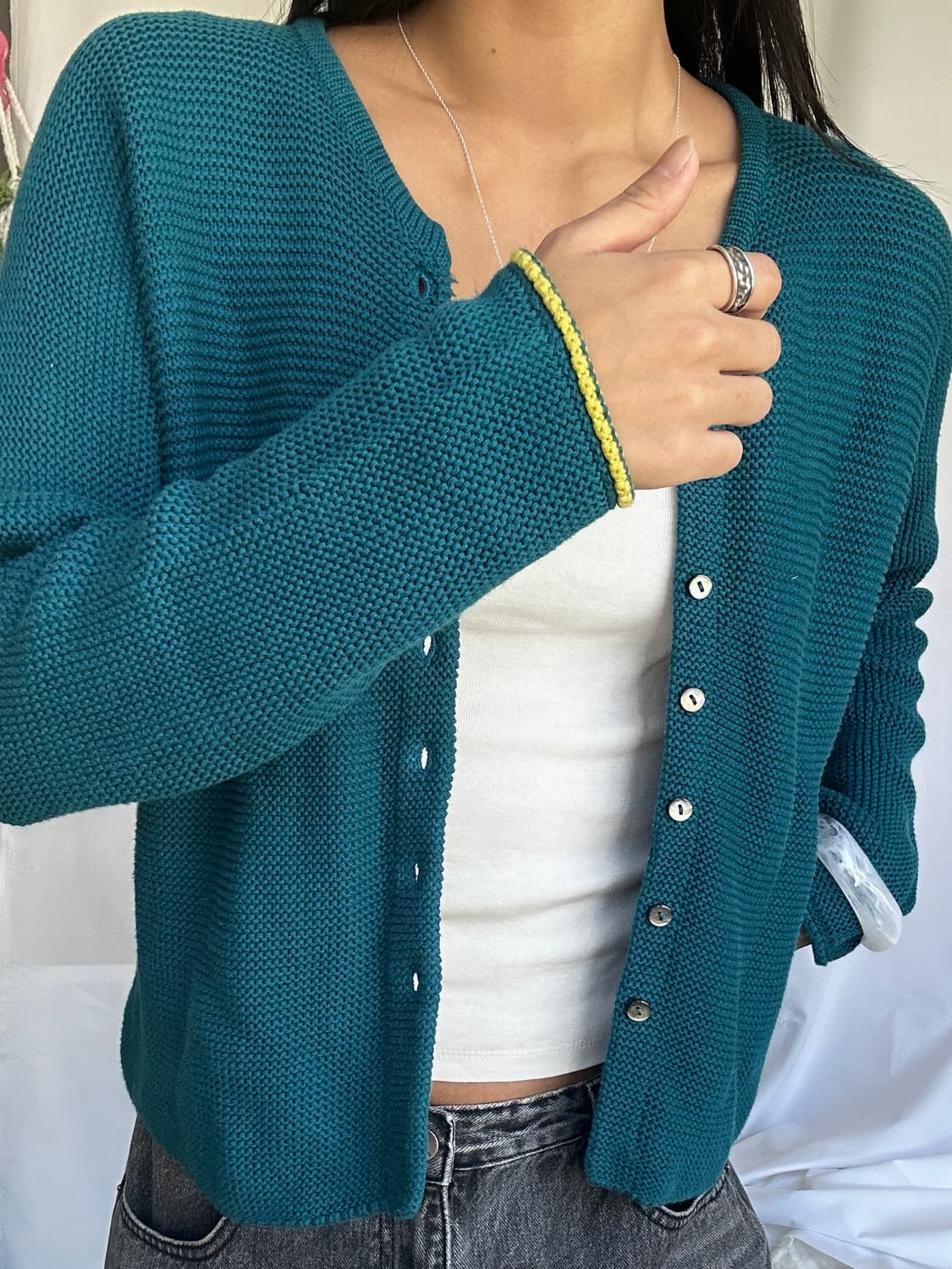 빈티지 청록 니트 가디건 상품이미지4