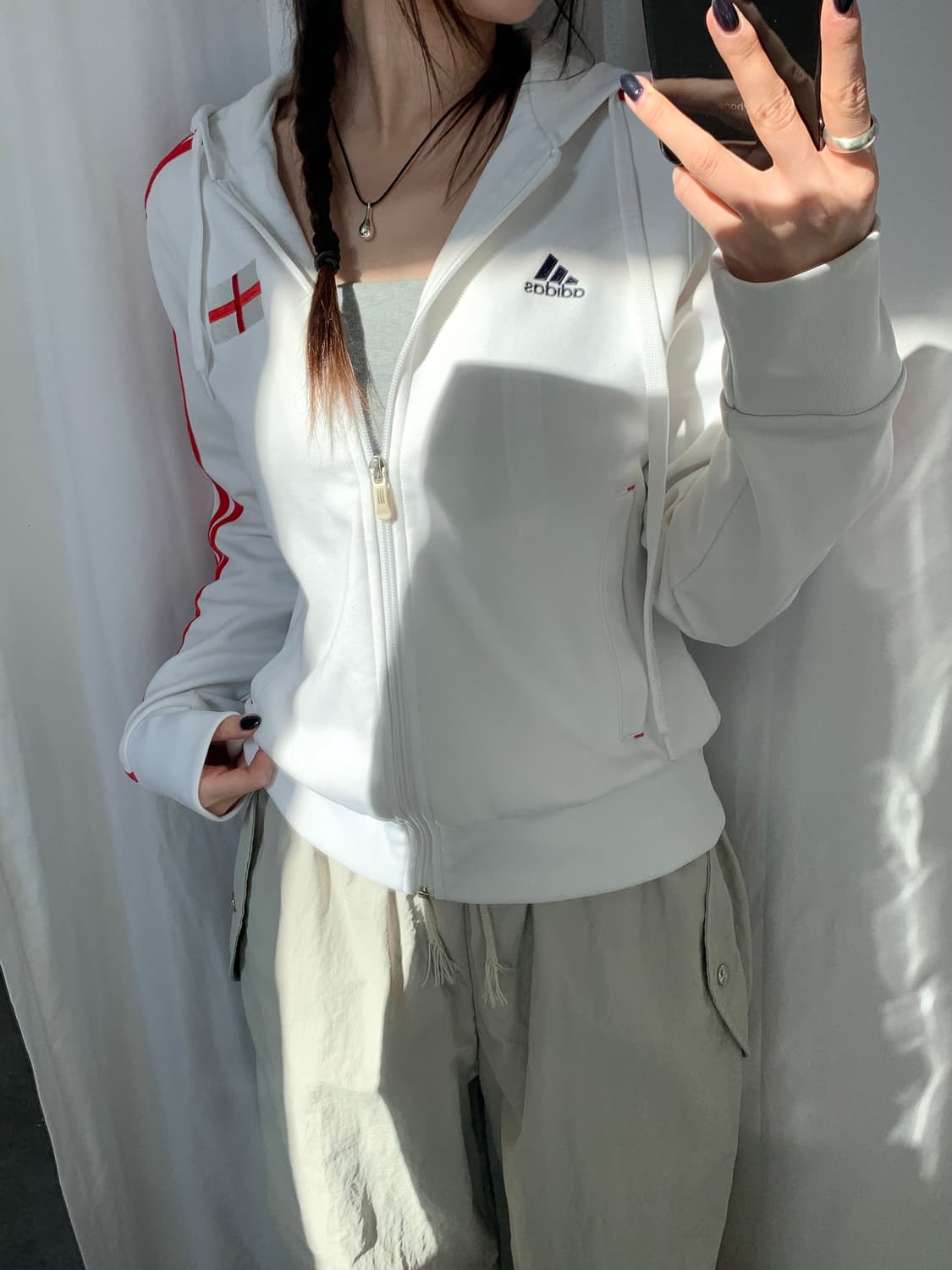 Adidas 아디다스 잉글랜드 화이트-레드 후드 트랙탑 상품이미지10