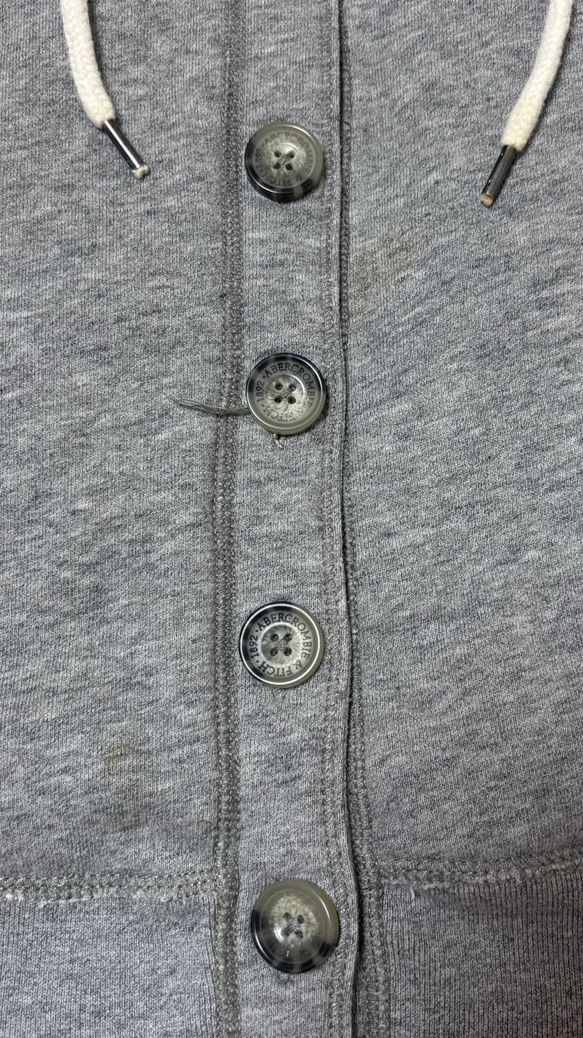 빈티지 아베크롬비 사슴 단추 털 딱붙 후드집업 그레이 상품이미지2