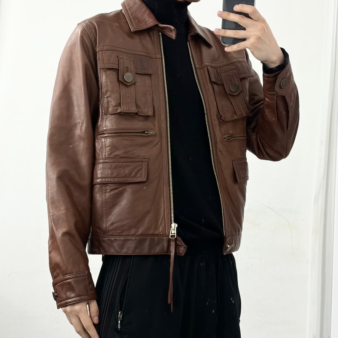 쇼트 양가죽 라이더 자켓 상품이미지2