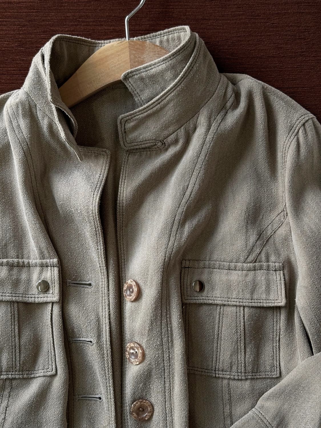 Double collar herringbone pattern short  상품이미지2