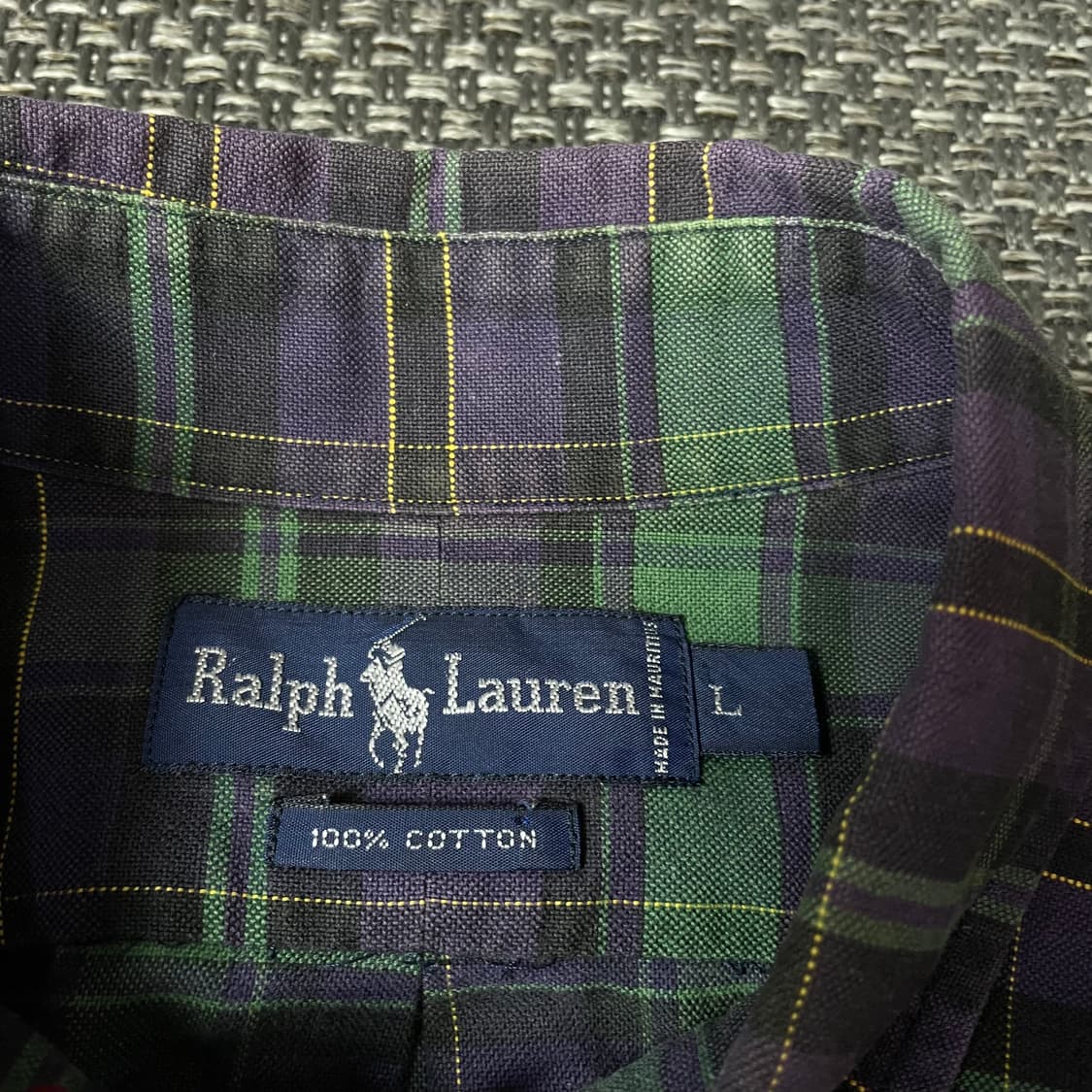 폴로 랄프로렌 퍼플 그린 체크 패턴 긴팔 셔츠 L 상품이미지4