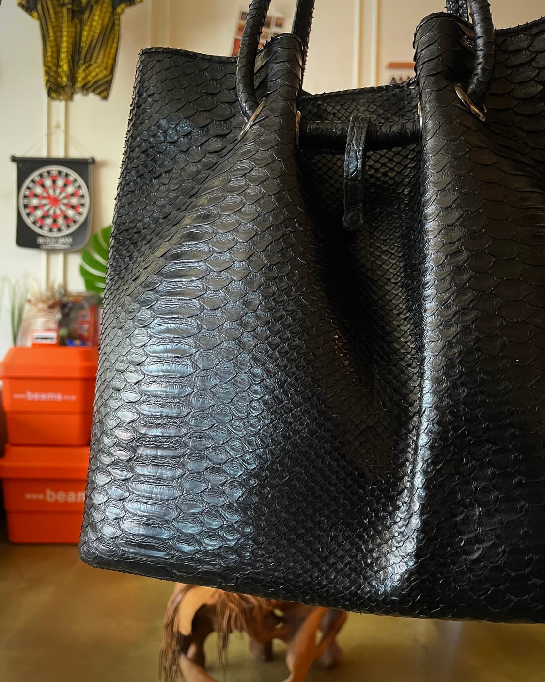 Vintage Real Python Leather Black Bag 상품이미지5