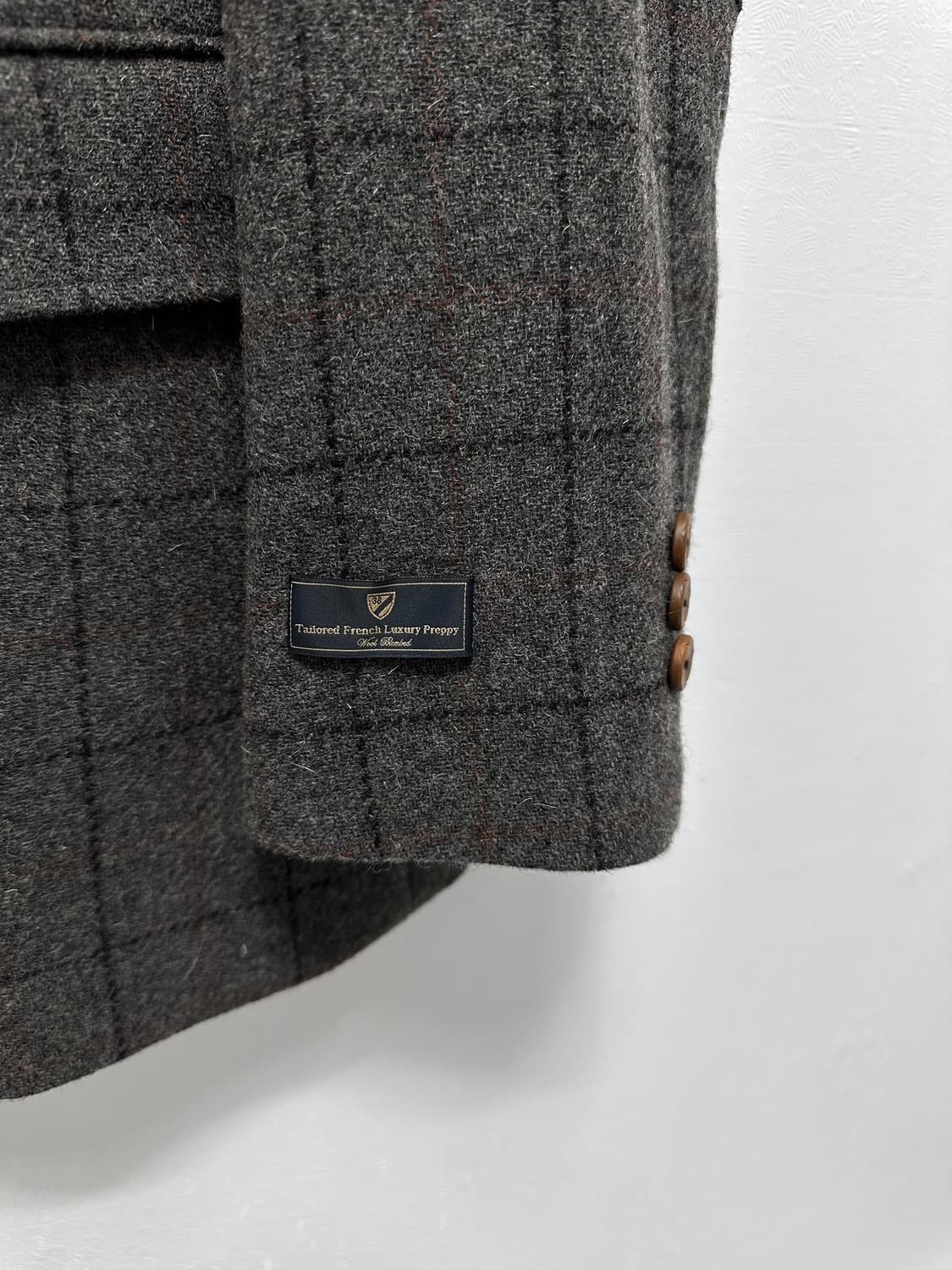 cremieux 모 혼방 엘보 패치 체크 블레이저 남자 정장 자켓 상품이미지3