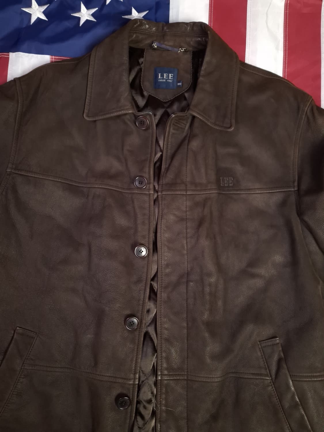 오리지날 90's Lee 리 리얼레더 브라운 자켓 상품이미지2