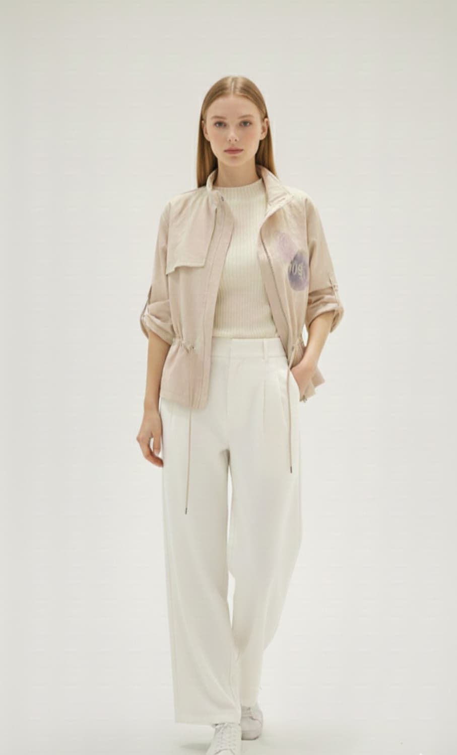 (새상품)샤틴 프린팅 롤업 점퍼 프리사이즈 상품이미지1