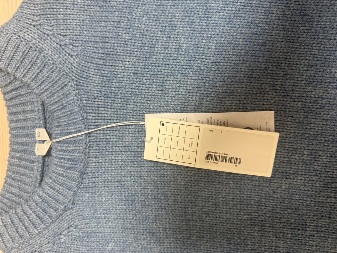 아르켓(ARKET) 헤비 울 니트 스웨터 라이트블루 / S / 새상품 상품이미지3