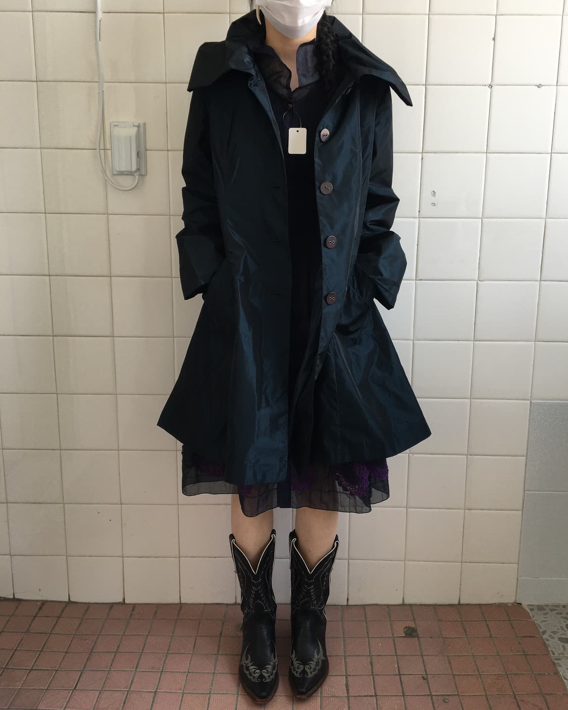 thick neck line point tied glossy jacket 상품이미지8