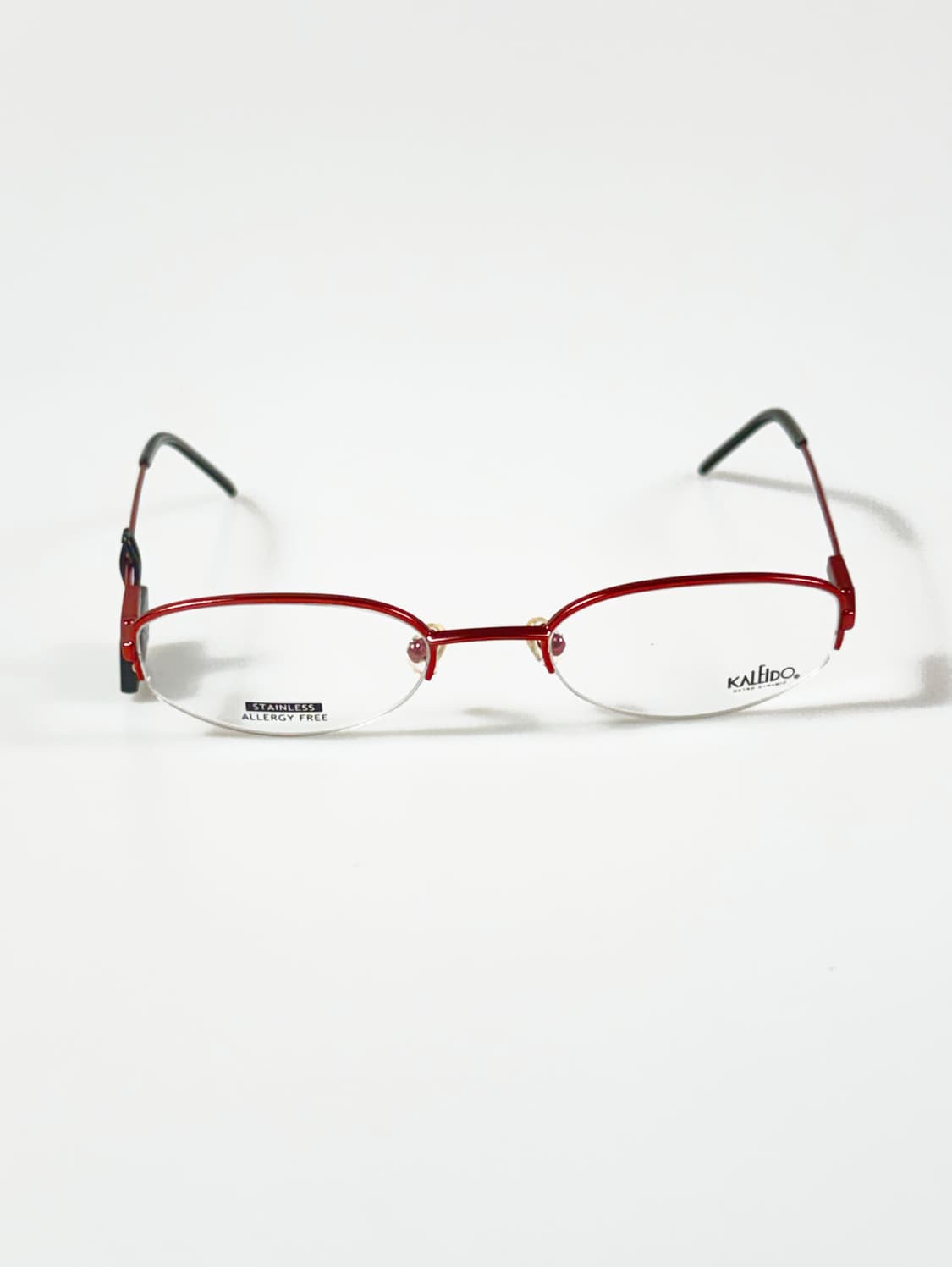 90s KALEIDO 레드 반무테 스퀘어 메탈 빈티지 안경 상품이미지2