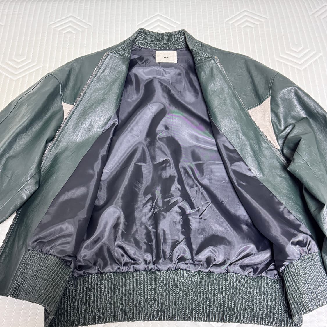 다크 그린 레더 자켓 상품이미지2
