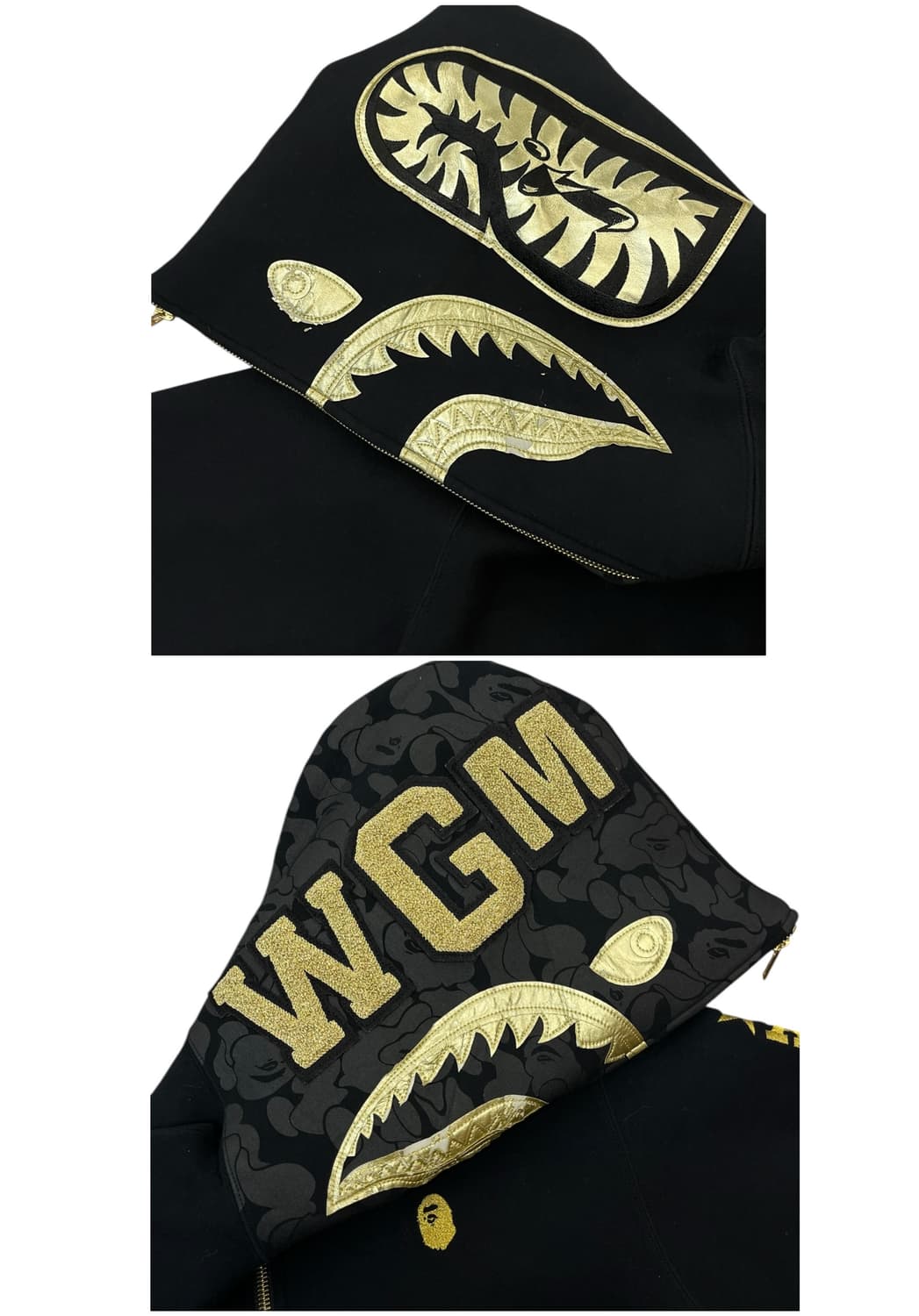 베이프 금장 샤크 후드집업 블랙 M #csz1782 상품이미지5