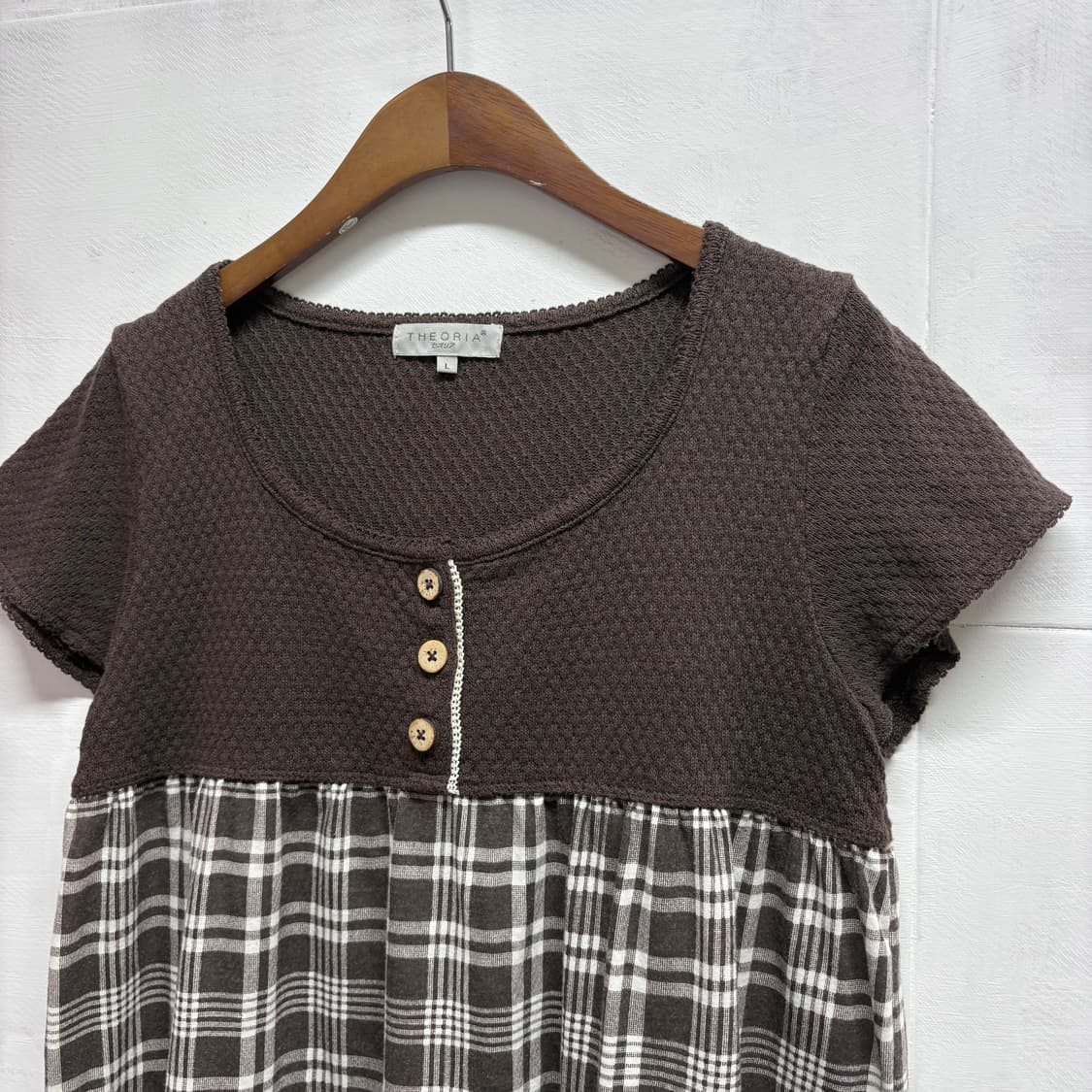 THEORIA 브라운 모리걸 네트 체크 탑 L JPN 상품이미지2