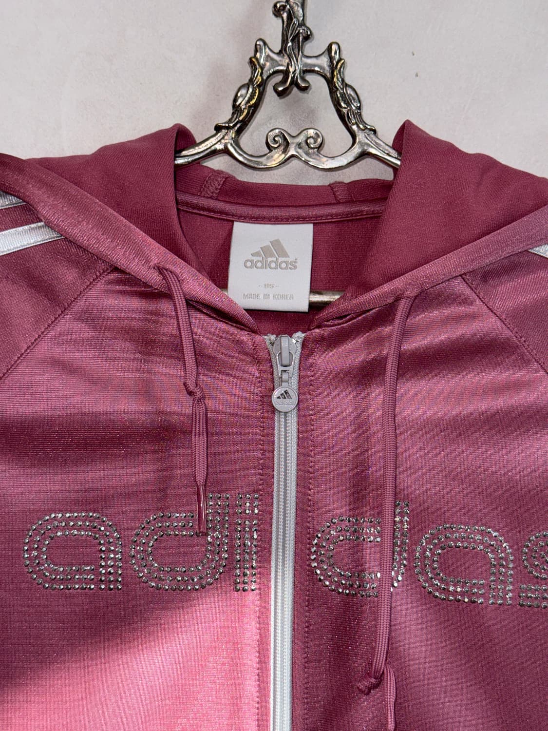 Adidas indi pink cubic logo satin 후드집업 상품이미지3