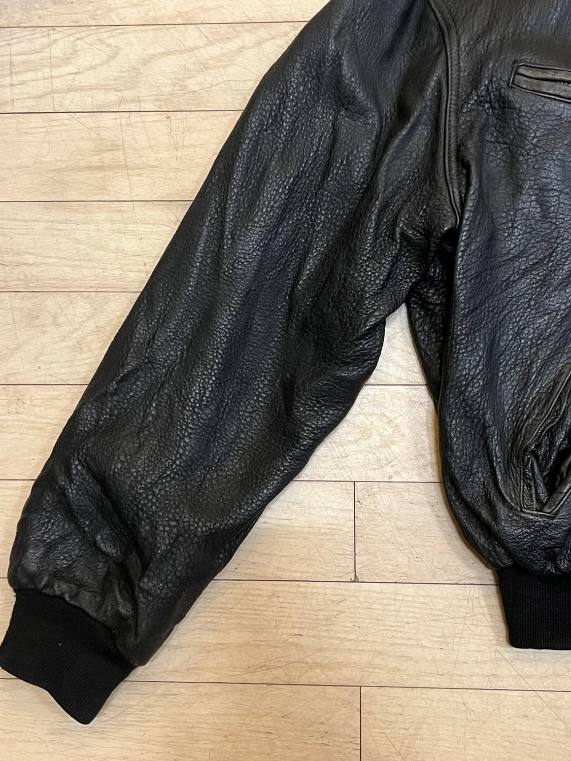 90's [XL] 이스트팩 빈티지 리얼레더 블랙 봄버 가죽 자켓 상품이미지6