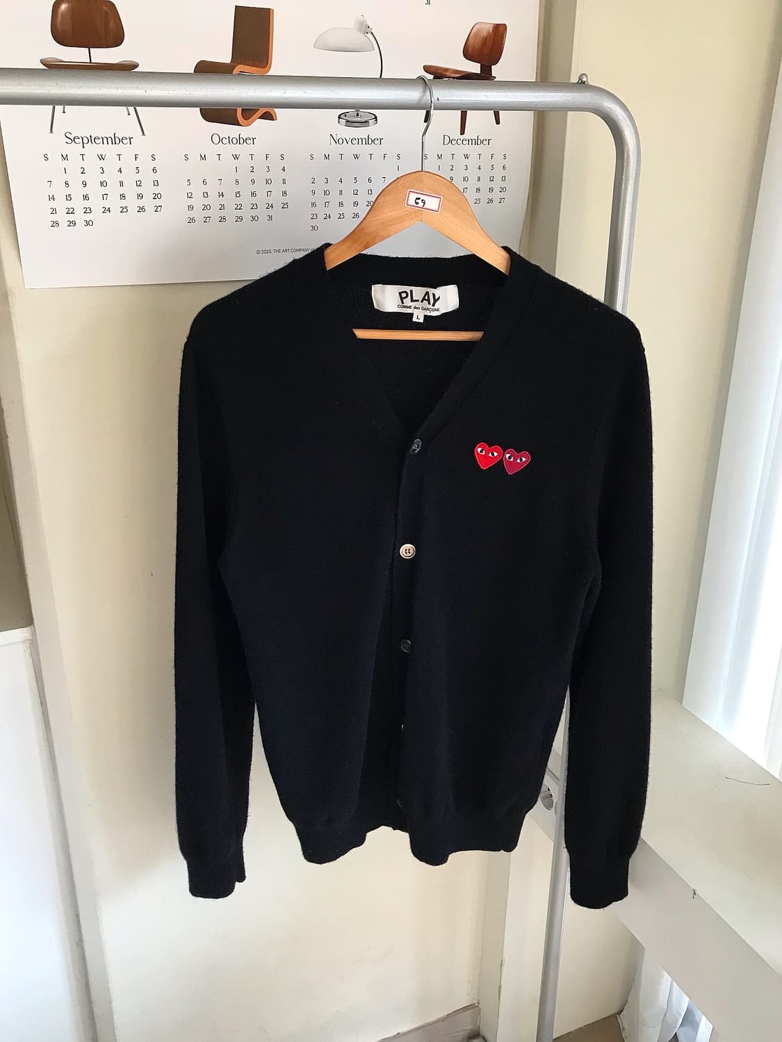 꼼데가르송 더블 하트 블랙 가디건 상품이미지1