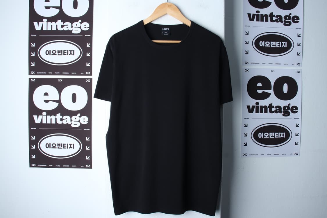 (3XL) 에이치덱스 반팔 티셔츠 빅사이즈 무지 블랙 머슬핏-H32104 상품이미지2
