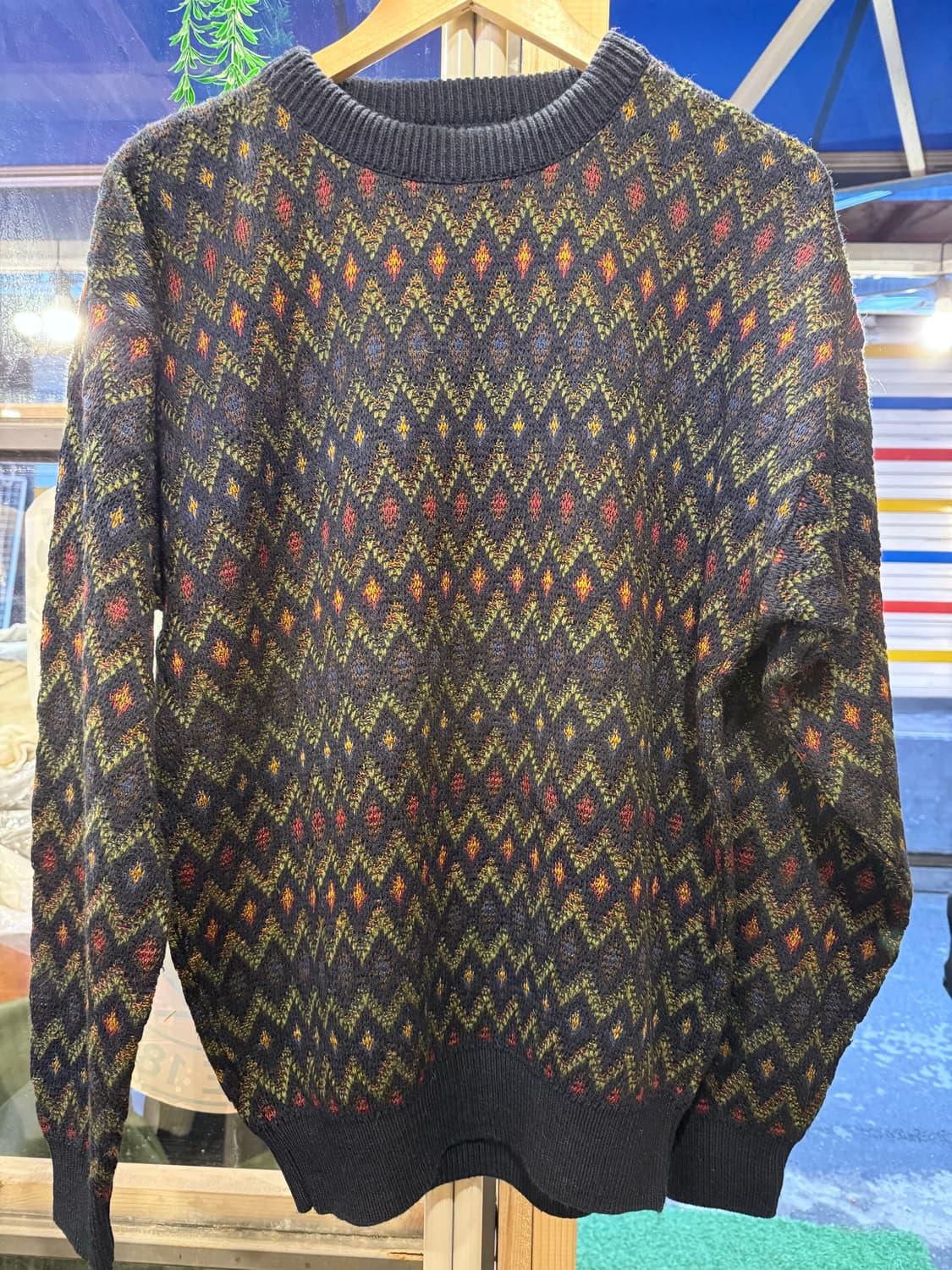 빈티지 그린 다이아몬드 니트 상품이미지1