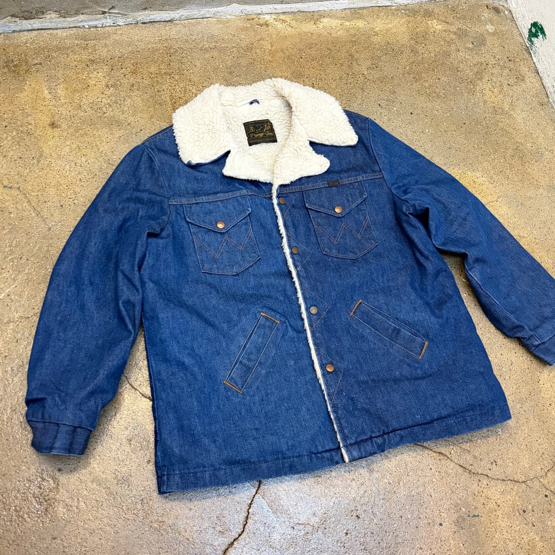 새상품급 90s Made in USA 랭글러 진청 쉐르파 양털 청자켓 상품이미지2