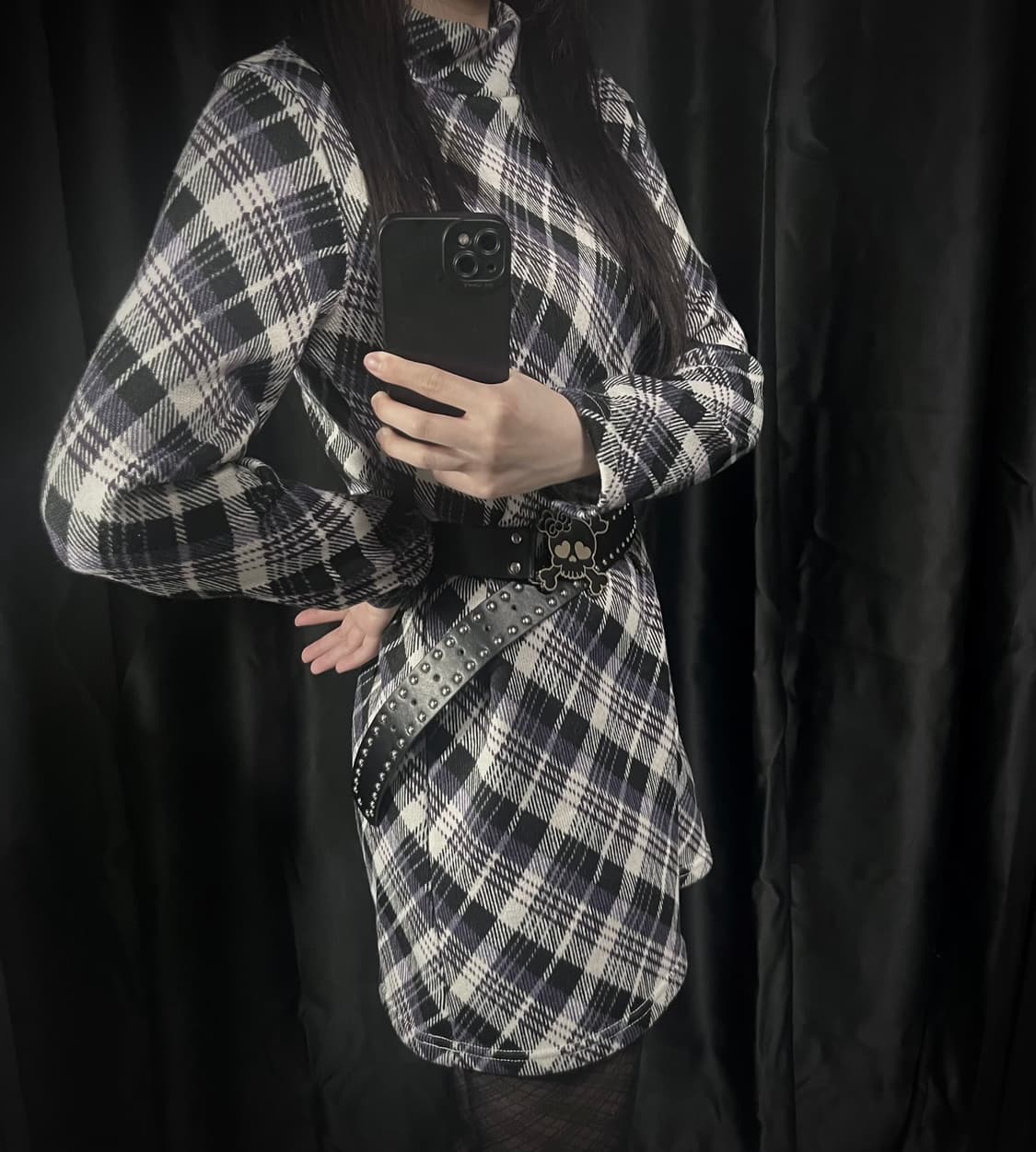 펑크 보라체크 원피스 y2k 상품이미지2