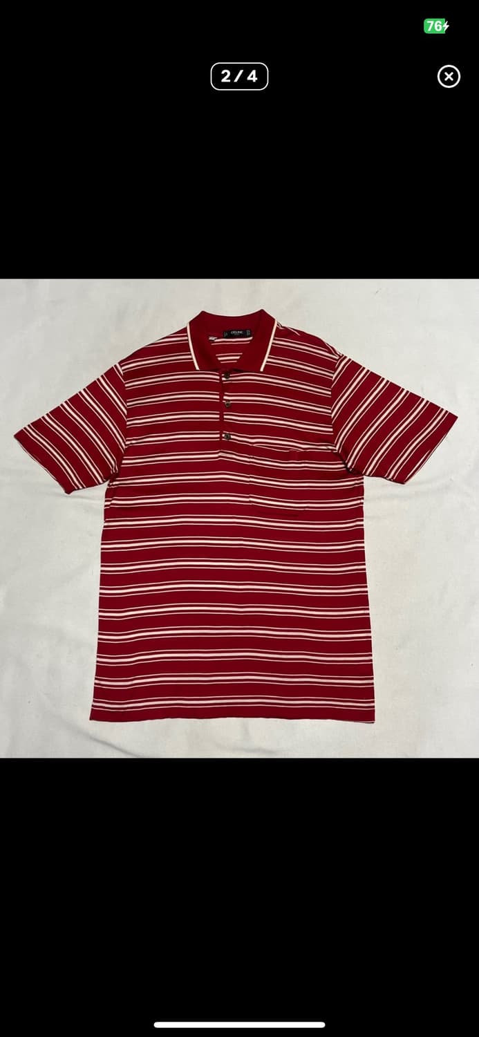 셀린느 로고자수 스트라이프 원포켓 카라 티셔츠 상품이미지2