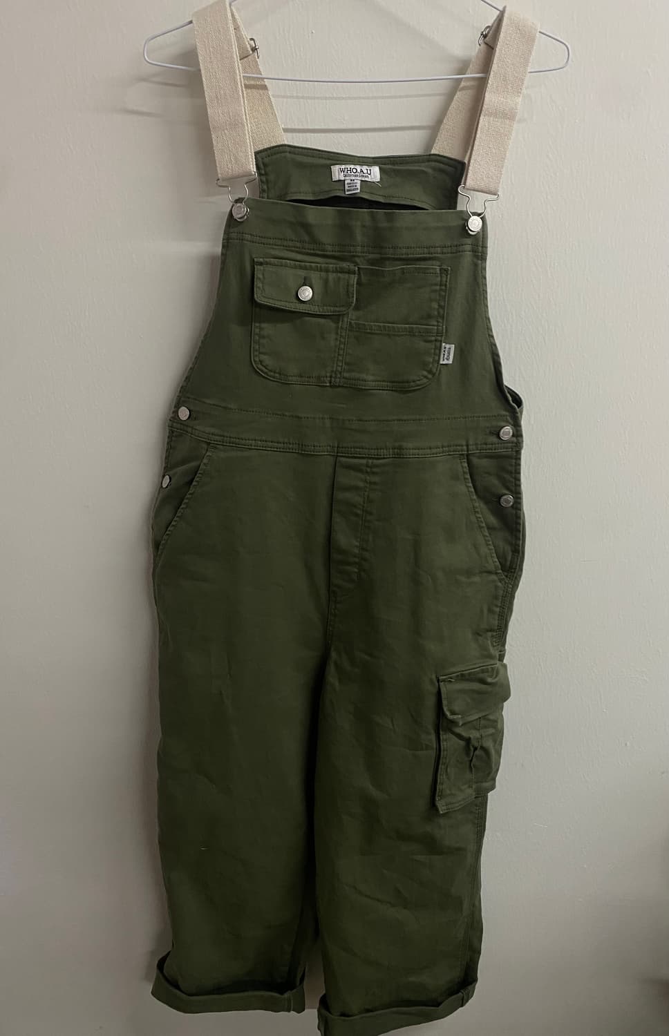 후아유 카키 카고 멜빵바지 오버롤 상품이미지1